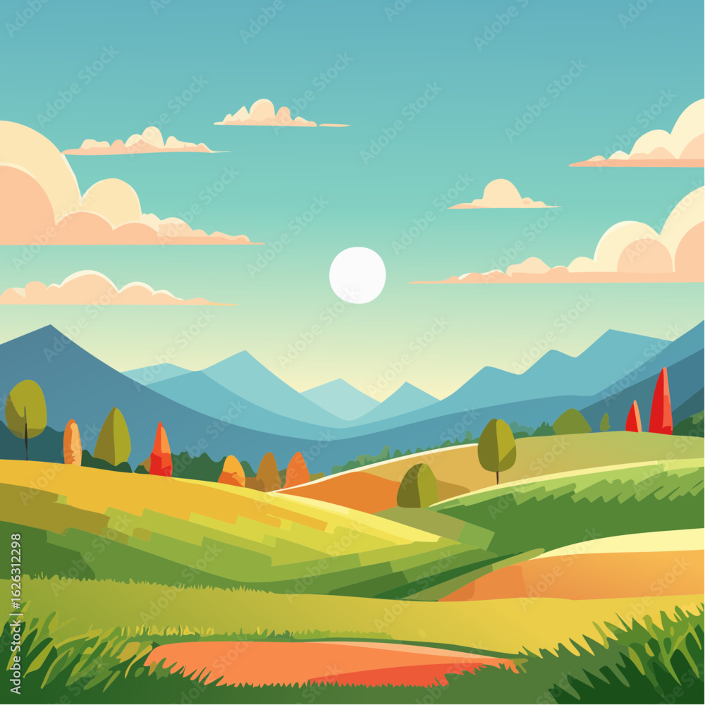 Obraz premium vector texture summer landscape, vibrant colors