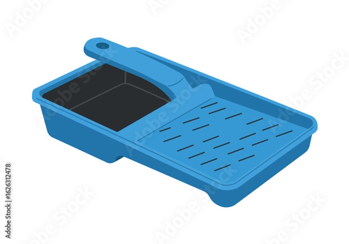 Blue paint tray for roller with grid  dark reservoir