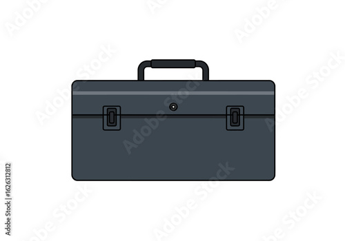 A sturdy closed toolbox with a top handle and secure latch detailing