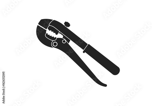 Black and white image of a pipe wrench with jagged teeth