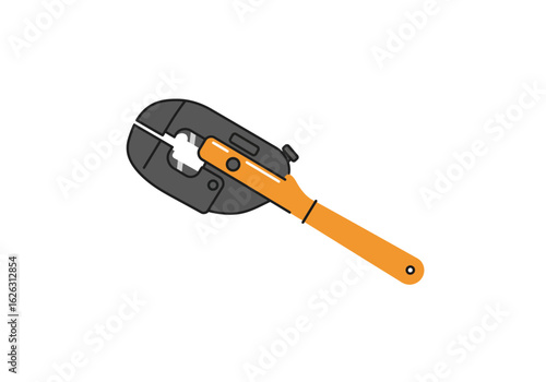 An orange and gray crimper tool used in electrical wiring