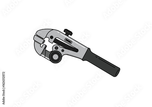 Industrial wrench with adjustable jaws and grip poised for mechanical tasks