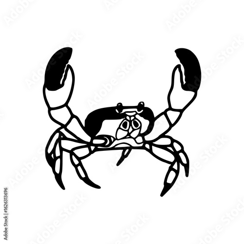 hand-drawn sea animal - scared crab