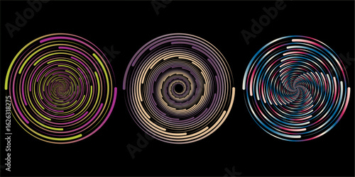 Abstract line circular round spiral shapes, Colorful Spiral gradient vortex, vector illustration 
