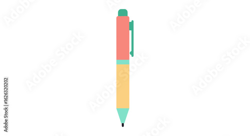 Flat Design of a Multicolored Ballpoint Pen
