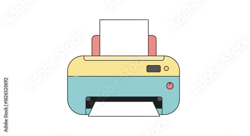 Flat Style Colorful Printer Vector
