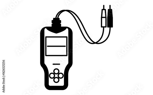 Battery tester simple line icon with cables and display