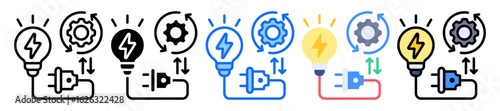 Electricity Operation icon Multi Style Vector Illustration
