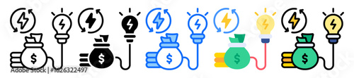 Energy Cost icon Multi Style Vector Illustration