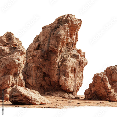 arid desert terrain with large rock formations
