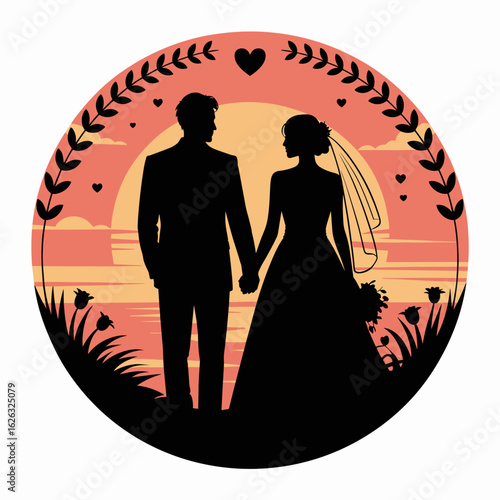 Wedding Couple at Sunset