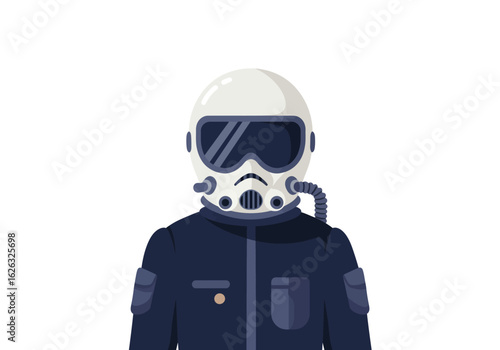 Retro pilot in helmet  jumpsuit ready for flight