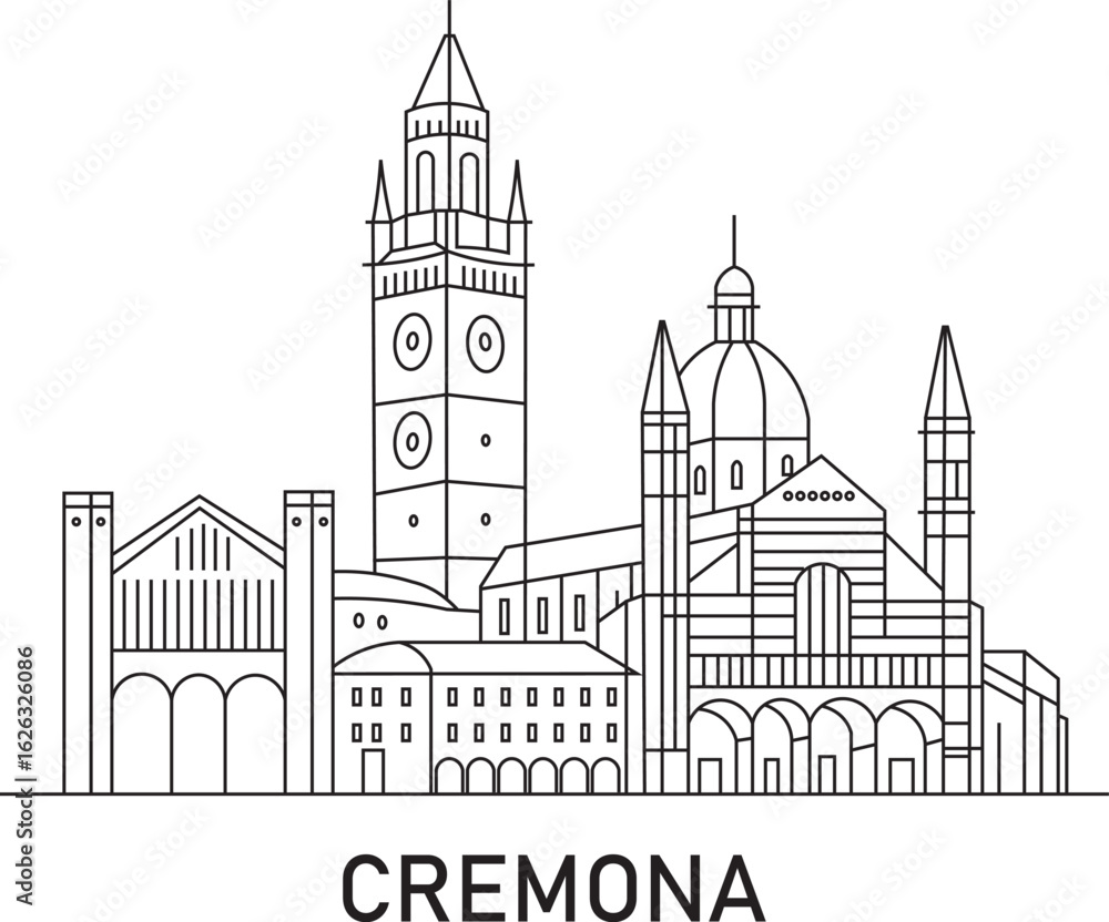 Fototapeta premium Cremona City Line Draw Simple Minimalist