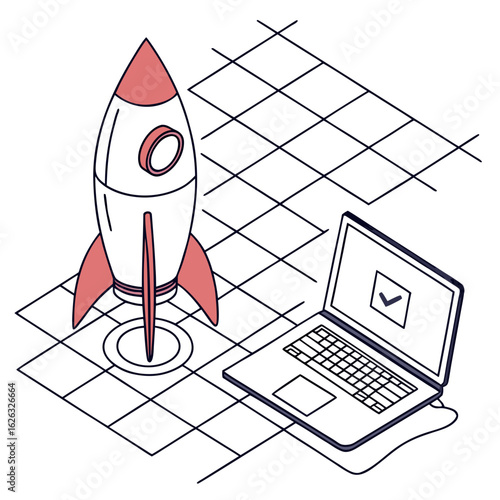 Rocket launch and laptop success