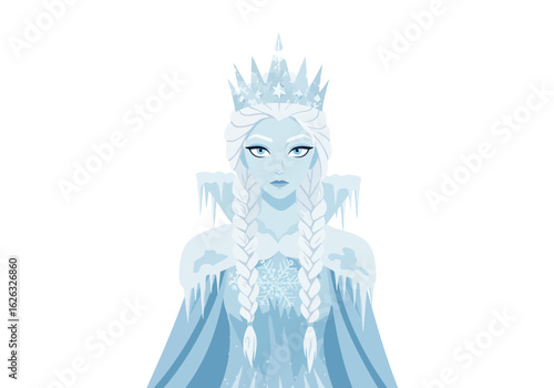 Ice Queen A stylized icy monarch with crown and braids