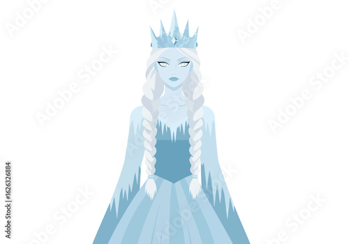Ice Queen Braided maiden with sharp crown and frosty dress ethereal and enchanting