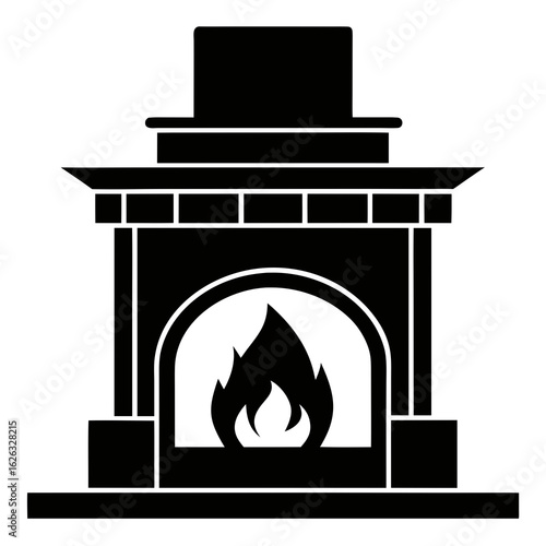 fireplace vector clean black silhouette design white background