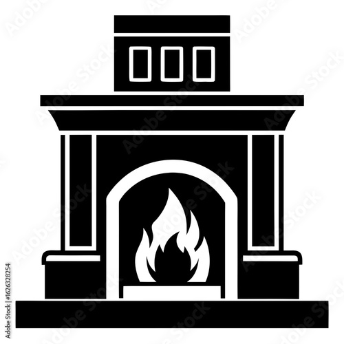 fireplace vector clean black silhouette design white background