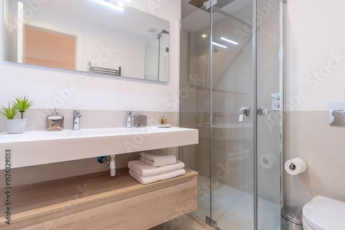 Wallpaper Mural Modern bathroom interior in minimal scandinavian style, 3d render Torontodigital.ca