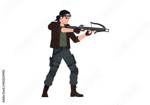 Crossbow wielder in a tactical pose ready for action