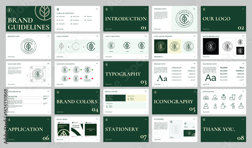 elegant brand guide template Comprehensive Vector Brand Guidelines Template Editable Brand Identity Kit with Typography, Color Palette, Logo Usage, and Layout Grid brand manual vector template