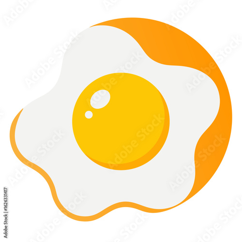 A simple stylized illustration of a fried egg with a bright yellow yolk and white albumen on a black background