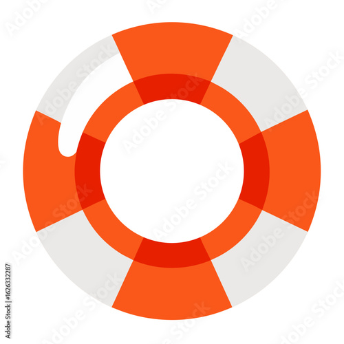 Bright orange and white life preserver ring floating in dark water symbolizing safety and rescue