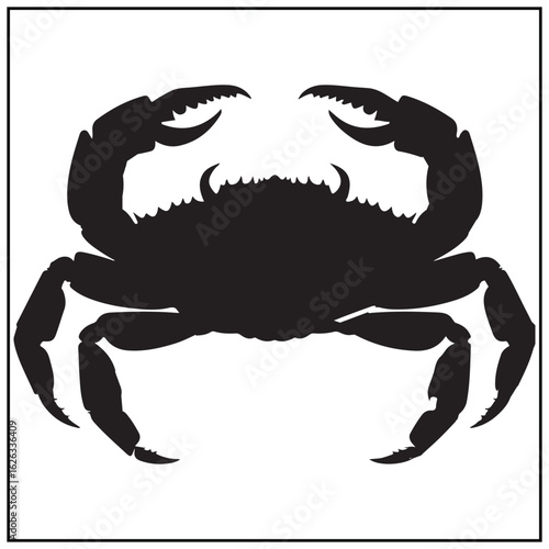 Vector art of silhouette of a crab isolated on white background