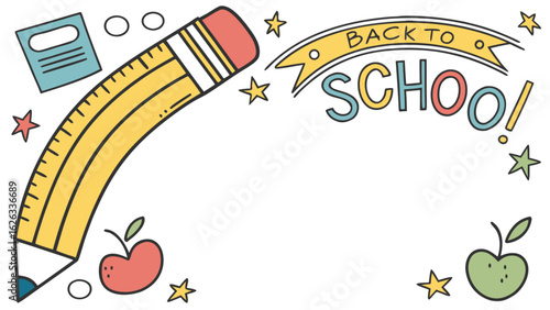 Back to school card banner and poster template with red green and blue colors