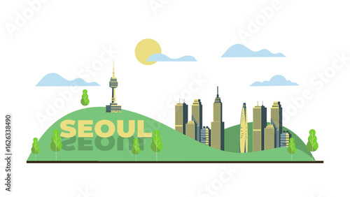 Seoul city travel background