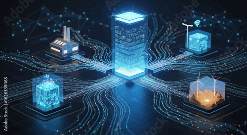 Digital City Data Flow Connection With Smart Industry Concept