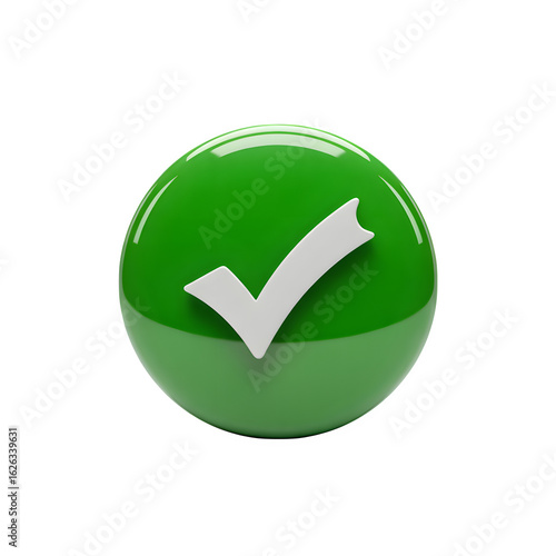 Free Download Glossy green circle with white checkmark emblem isolated on a transparent background image - GFXLoad