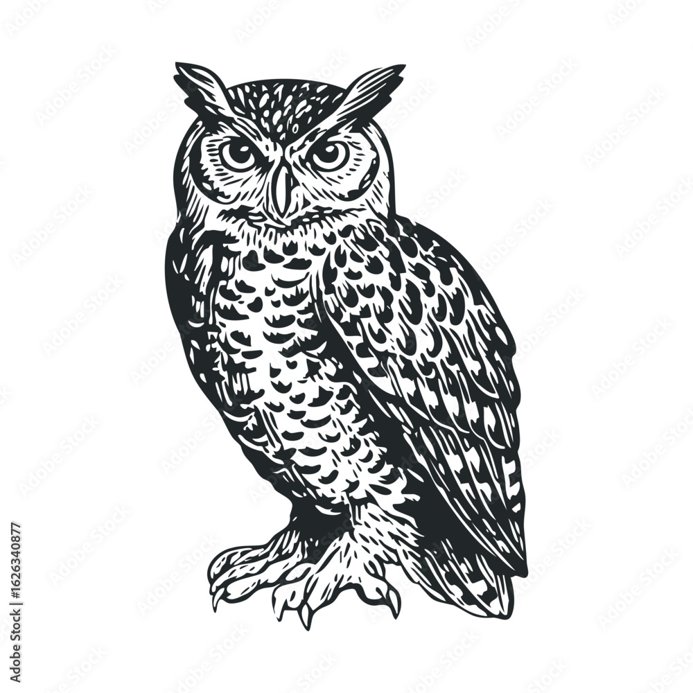 Fototapeta premium Majestic owl perched gracefully on a branch