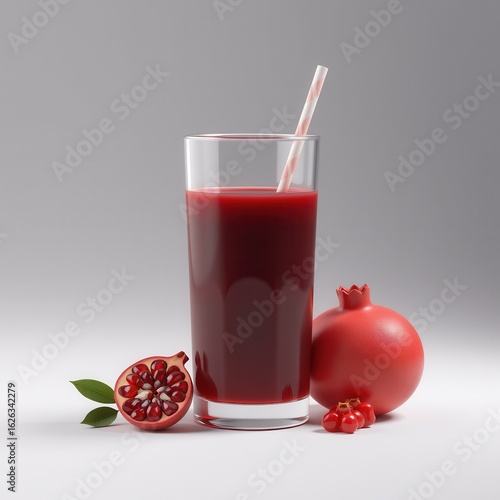 Wallpaper Mural A refreshing glass of pomegranate juice beside a whole pomegranate showcasing the vibrant color and healthy benefits Torontodigital.ca