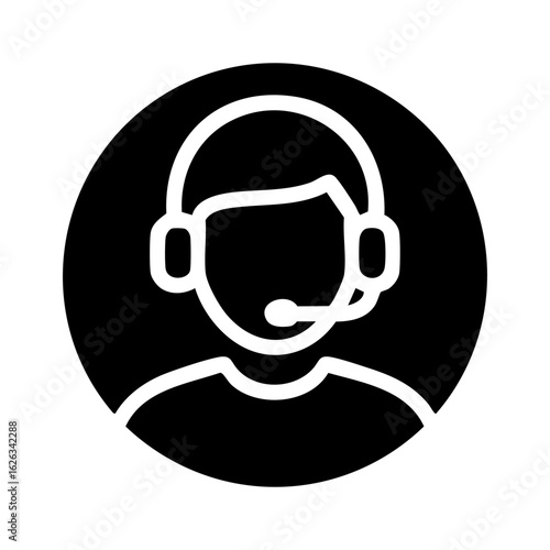 Support agent providing assistance through headset in a professional setting during work hours