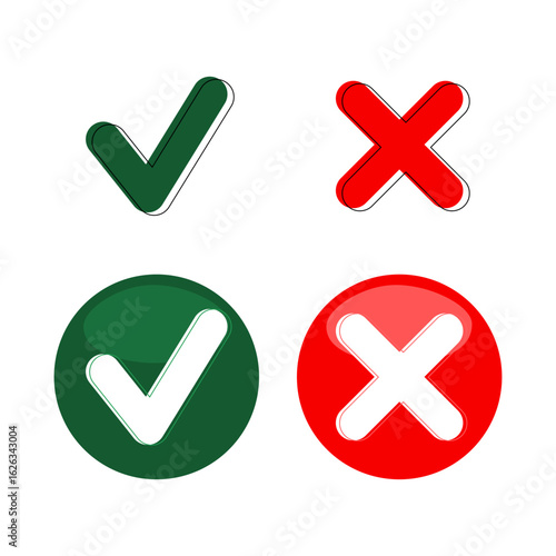 Icons representing approval and disapproval in a simple and modern design suitable for user interface applications