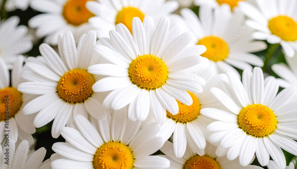 Obraz premium A beautiful and vibrant close-up of a bunch of white daisies.