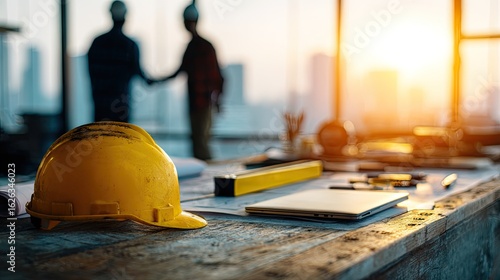 Construction Workers Meeting On Site
