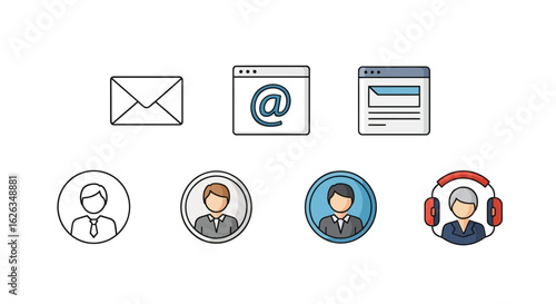 Customer Support Icons: Mail, Webpage, User