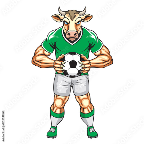 cow football mascot vector illustration football player design