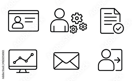 Modern LMS Icons. Outline icon set of LMS platform icons: user dashboard, admin panel, course manager, student