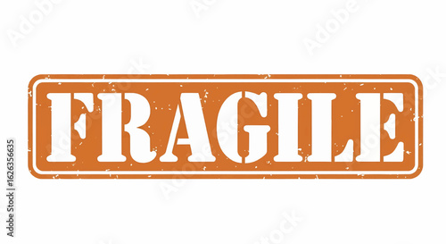 Fragile grunge rubber stamp vector illustration, distressed shipping label design.