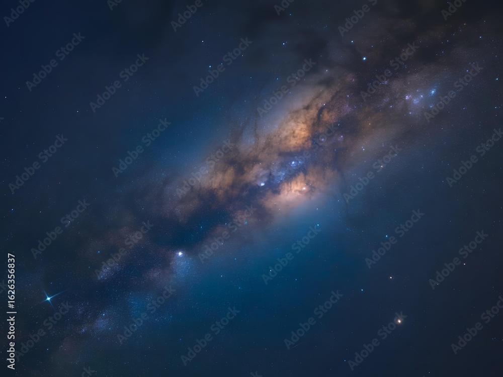 Fototapeta premium Blue Orange Milky Way Galaxy Background | Sci-Fi Star Sky 