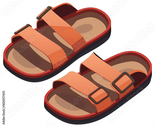 illustration of Women's leather sandals isolated background.