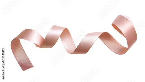 A blush pink ribbon, elegantly curved, against a black background