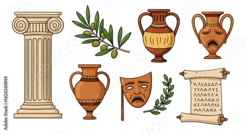 Ancient Greek Cultural Artefacts Collage