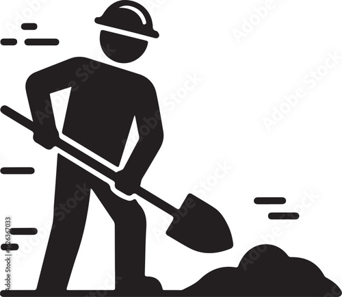 Road Construction Worker Stick Figure Pictogram Icons