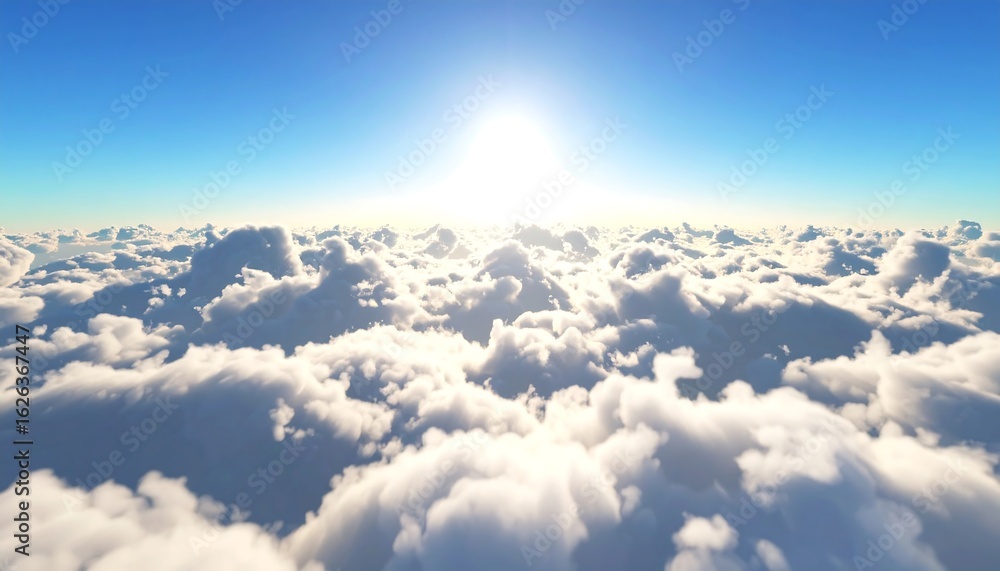 Naklejka premium Vast expanse of clouds with a bright sun