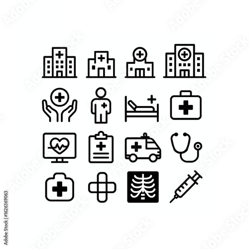 hospital themed icon set