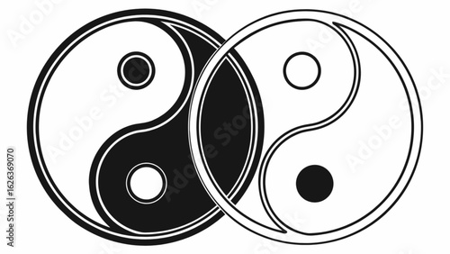 Yin yang symbol vector design balance harmony duality taoism zen buddhism eastern philosophy black white graphic art